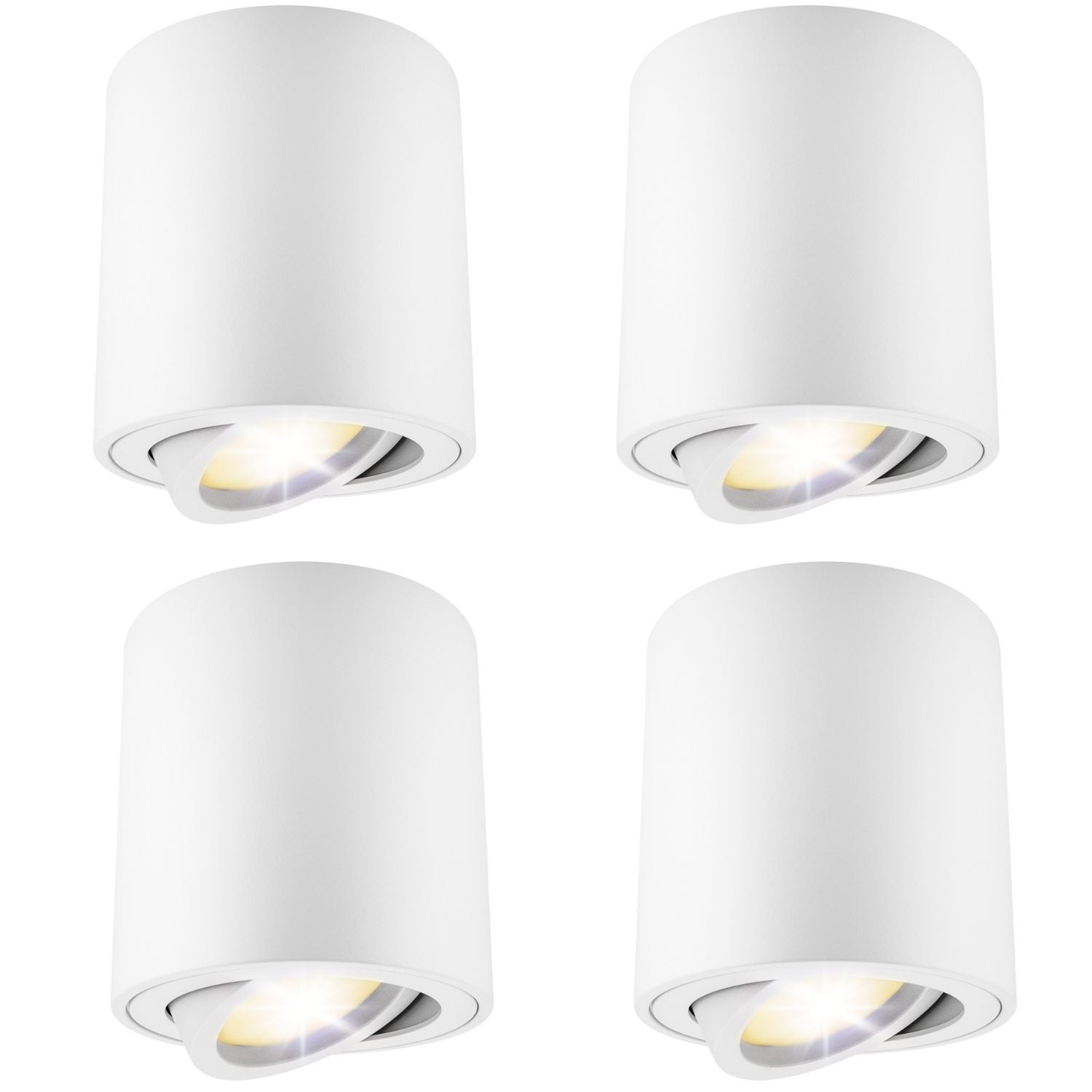 Oprawa natynkowa LED 4x GU10 okrągła biała RUCHOMA mała tuba lampa sufitowa reflektor ścienny halogen ZESTAW LEDHOFF