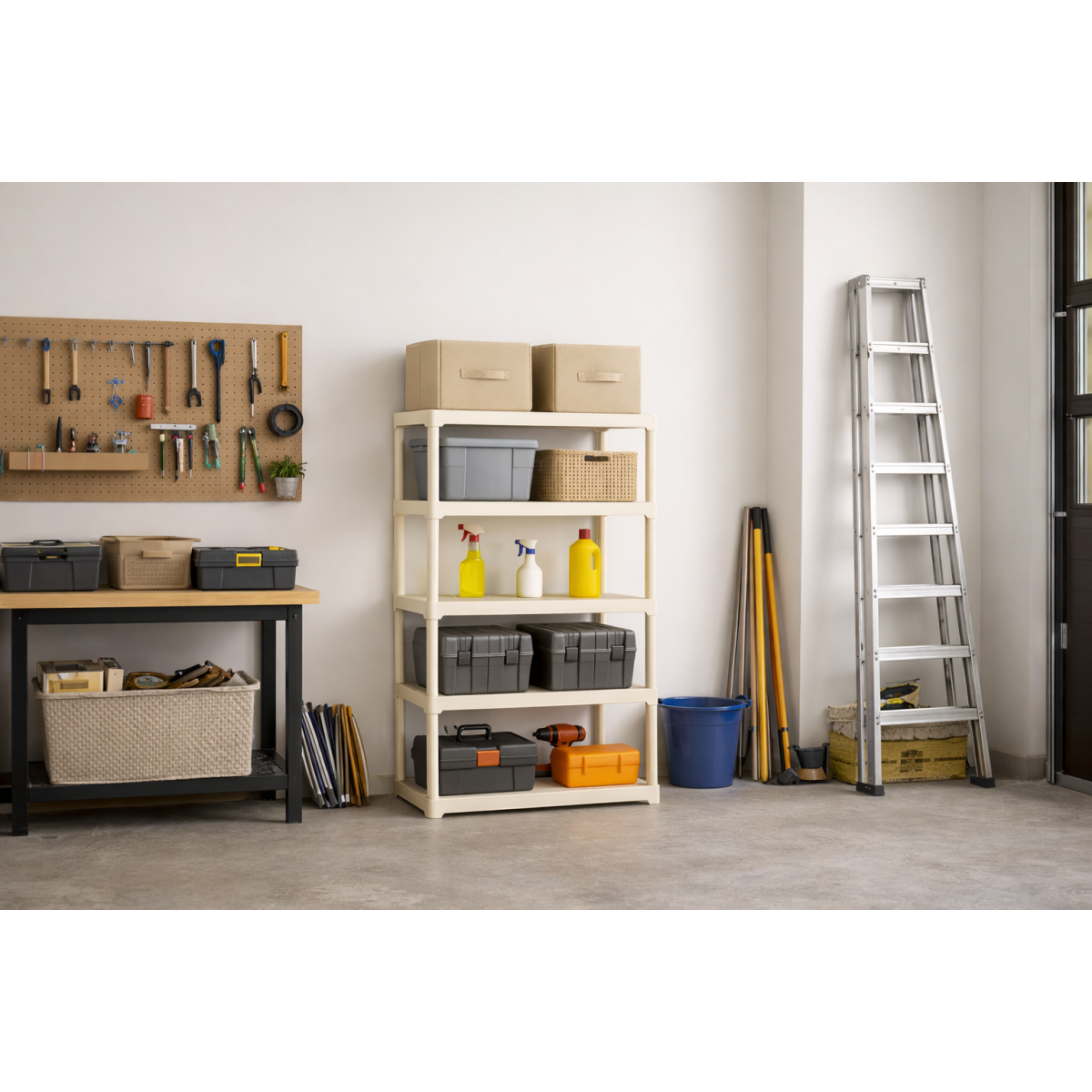 Estante de arrumacao 5 niveis 80x40x176 cm - Estante bege em polipropileno resistente - Suporta 150 kg - Anti humidade - Art Plast - 8