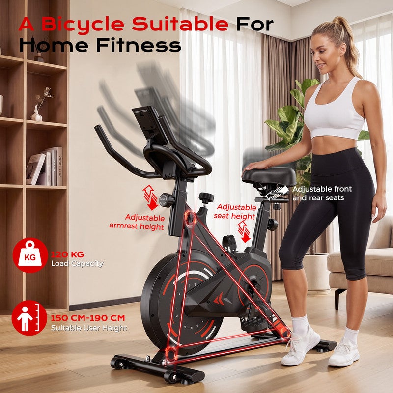 Bicicleta estática concebida para ginásios domésticos, silenciosa, suporta até 120 kg - 5
