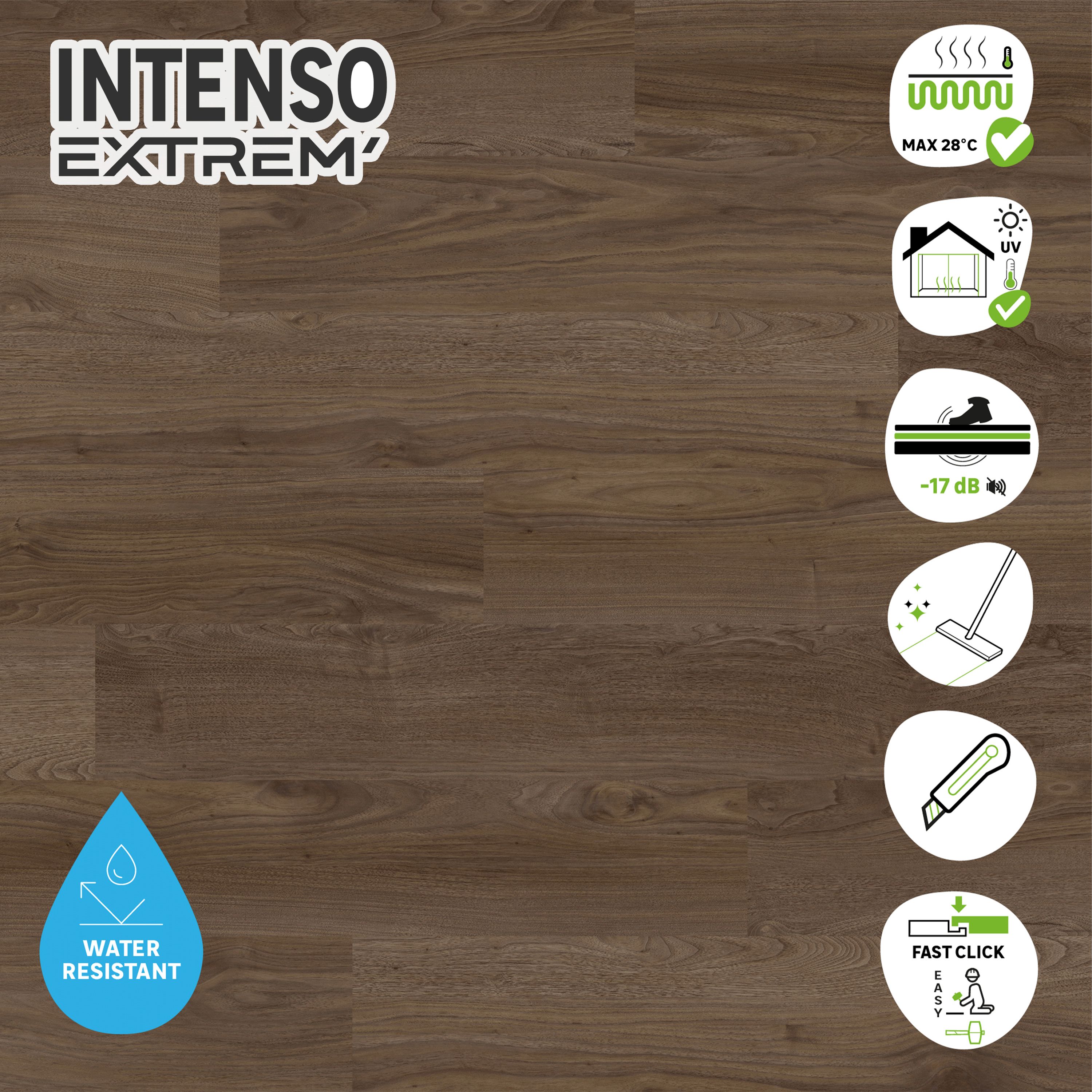 Lame PVC clipsable avec sous-couche intégrée intenso extreme ARTENS - TERAMO Effet bois foncé - 1,54 m²/ 7 Lames - 2