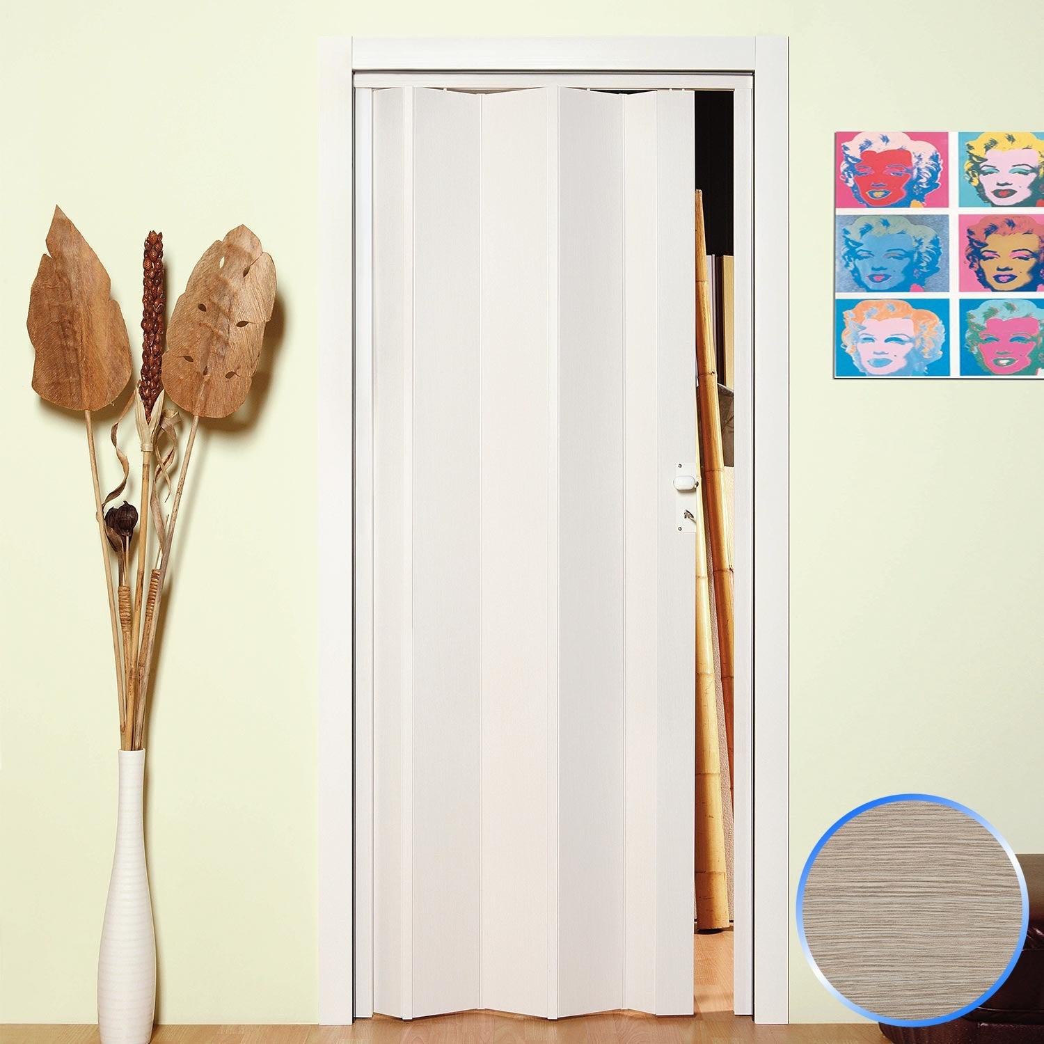 Puerta plegable 83x214 mod. maya color cedro en kit incl. tirador y cerradura