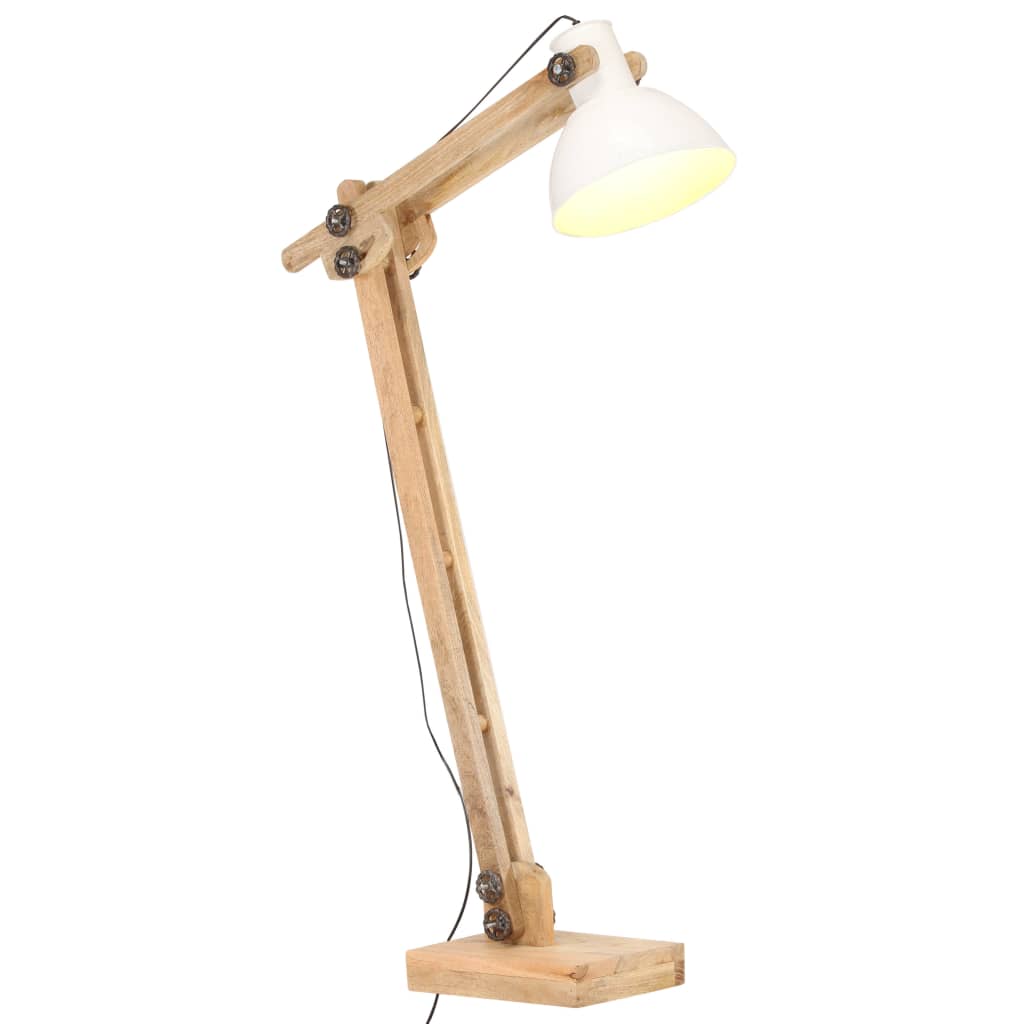 Vidaxl Lámpara De Pie Madera Maciza De Mango E27 Blanca , Leroy Merlin