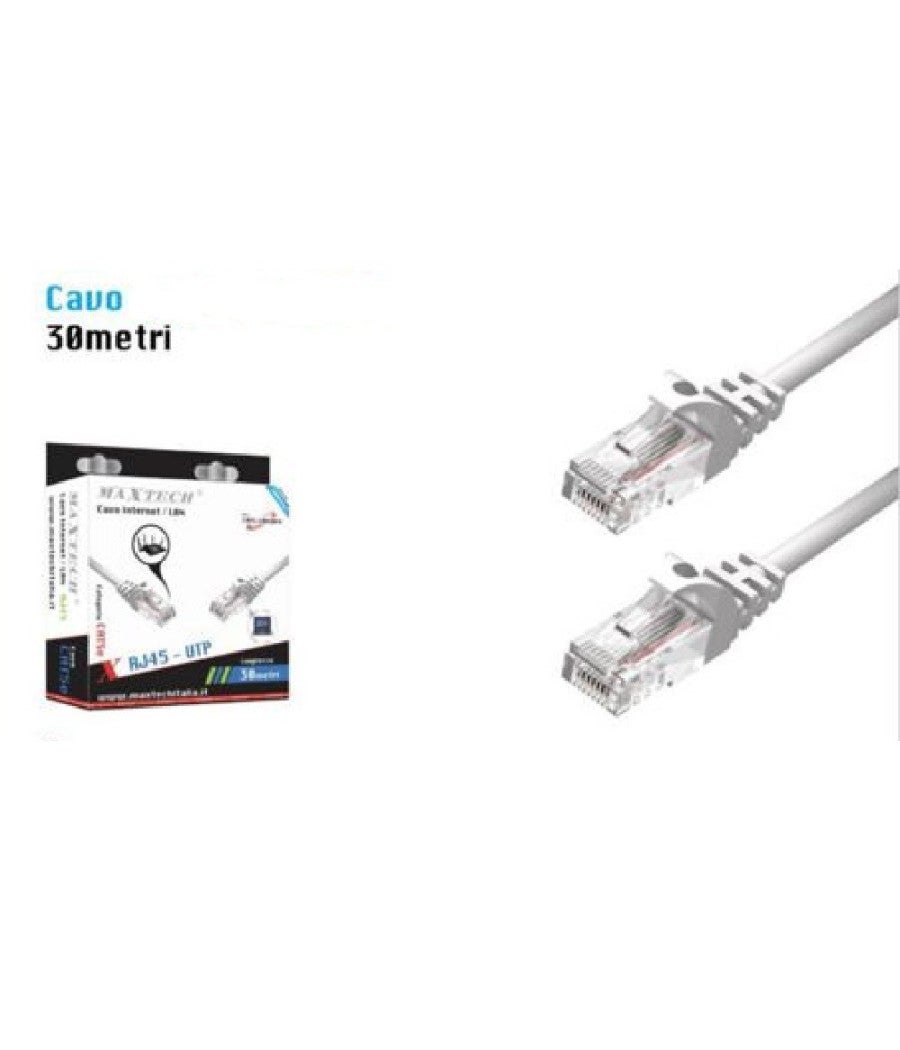 Trade Shop - Cavo Ethernet Di Rete Lan Internet Rj45 Cat5 30mt Modem Filo Maxtech Cat5-lan30m - - 2
