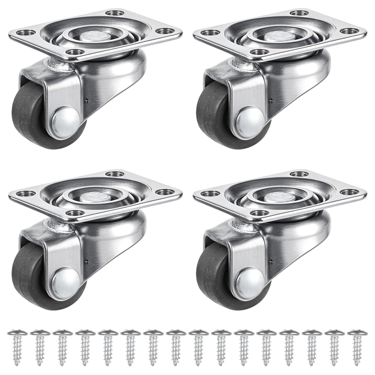 Rotelle Per Mobili Basso Profilo 3,8 Cm Con Piastra 360° - Set Da 4, Capacità 45,4 Kg - 2