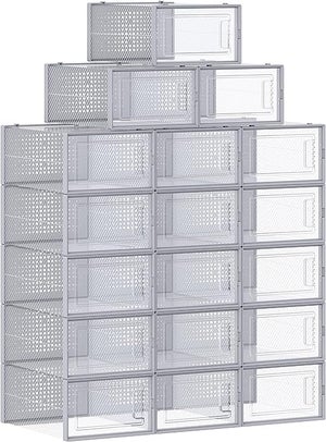 12 Boîtes à Chaussures Transparentes HOMIDEC - Rangement Empilable Pour Placard, Sous Lit Ou Entrée