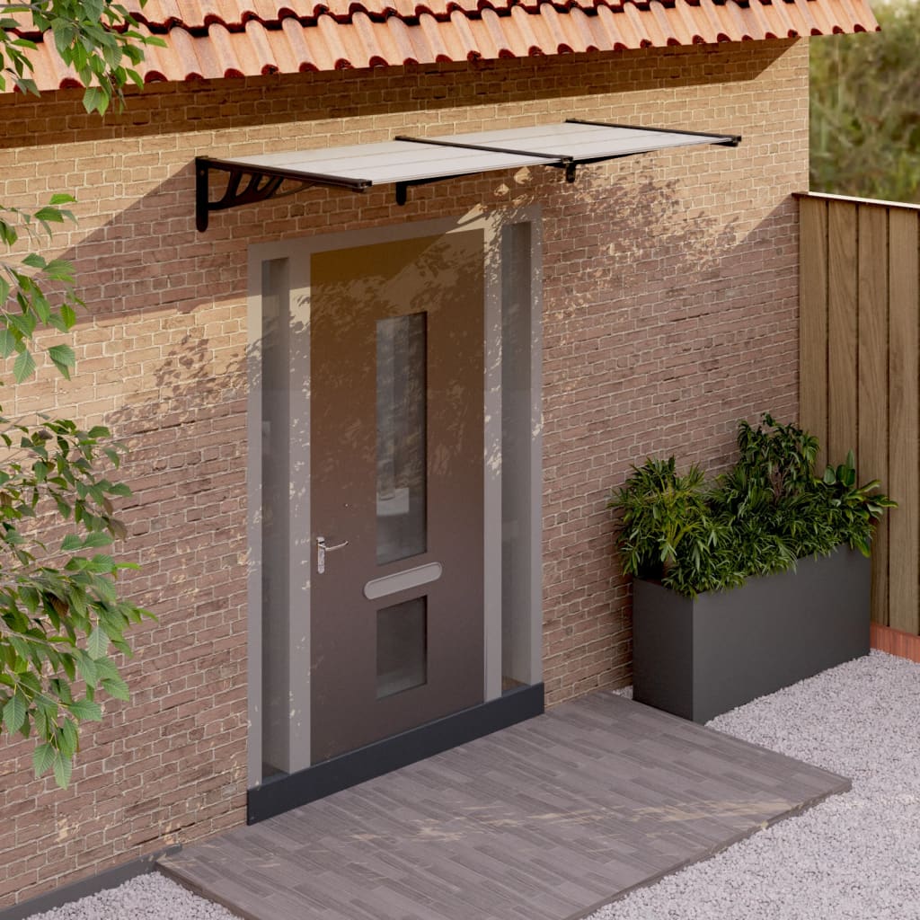 Marquesina puerta policarbonato negro y transparente 199x90 cm vidaxl
