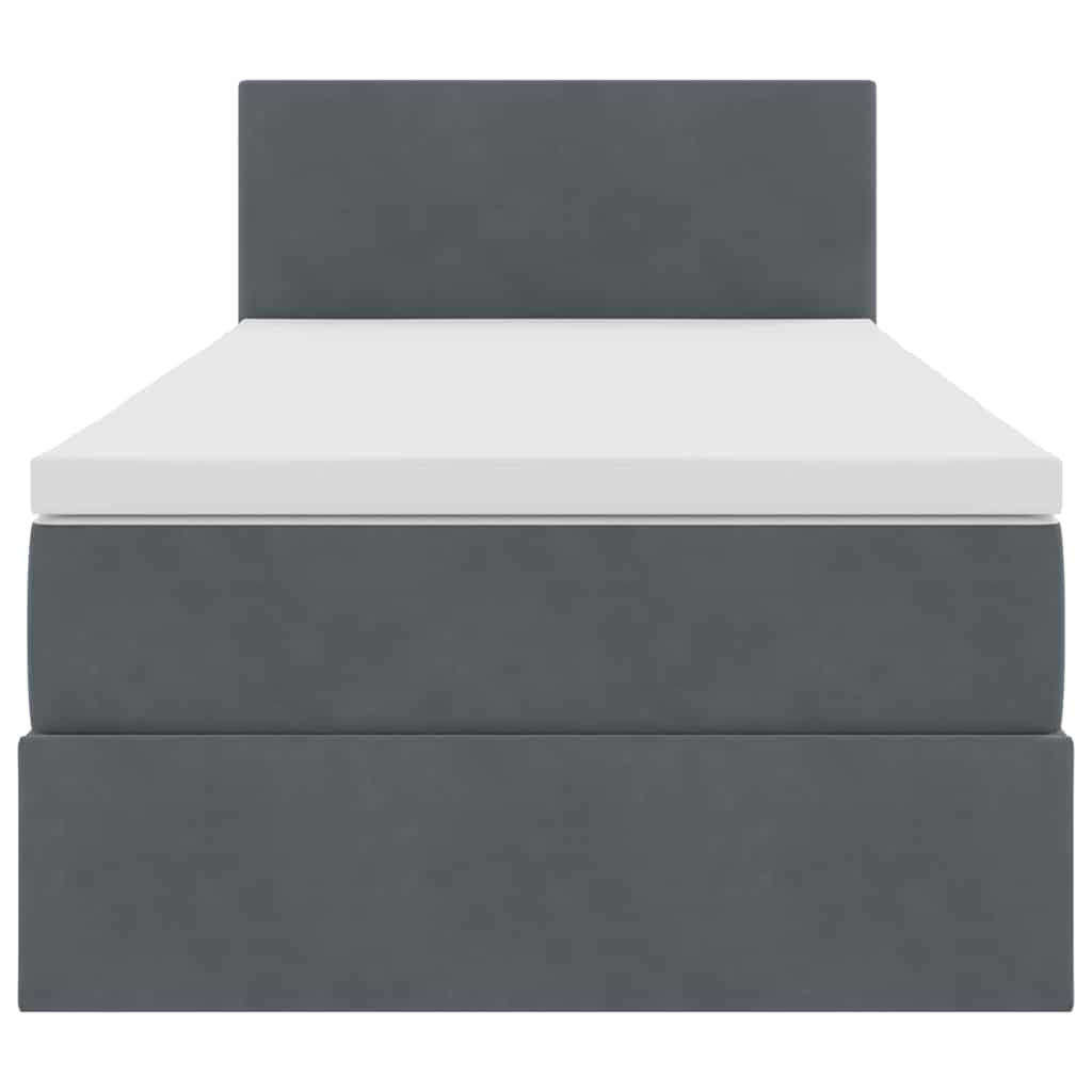 Lit avec rangement en velours gris foncé, pour la chambre, 90 × 190 cm - 7