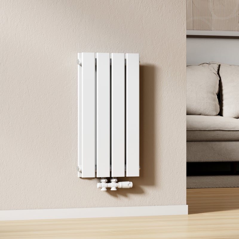 EMKE Grzejnik Stalowy Podwójny Pionowy 327W, 60x30,4 cm, 4 bar, do 4 m² – Biały