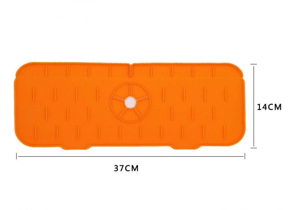 1 x Tacka ociekowa na uchwyt kranu (pomarańczowa), silikonowa mata pod kran do zlewu, mata do suszenia, wielofunkcyjna mata do suszenia