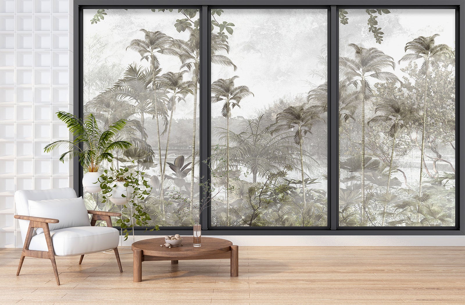 Papier peint panoramique Trompe l'oeil baie vitrée - Jungle - Largeur 195 cm x Hauteur 117 cm - 3