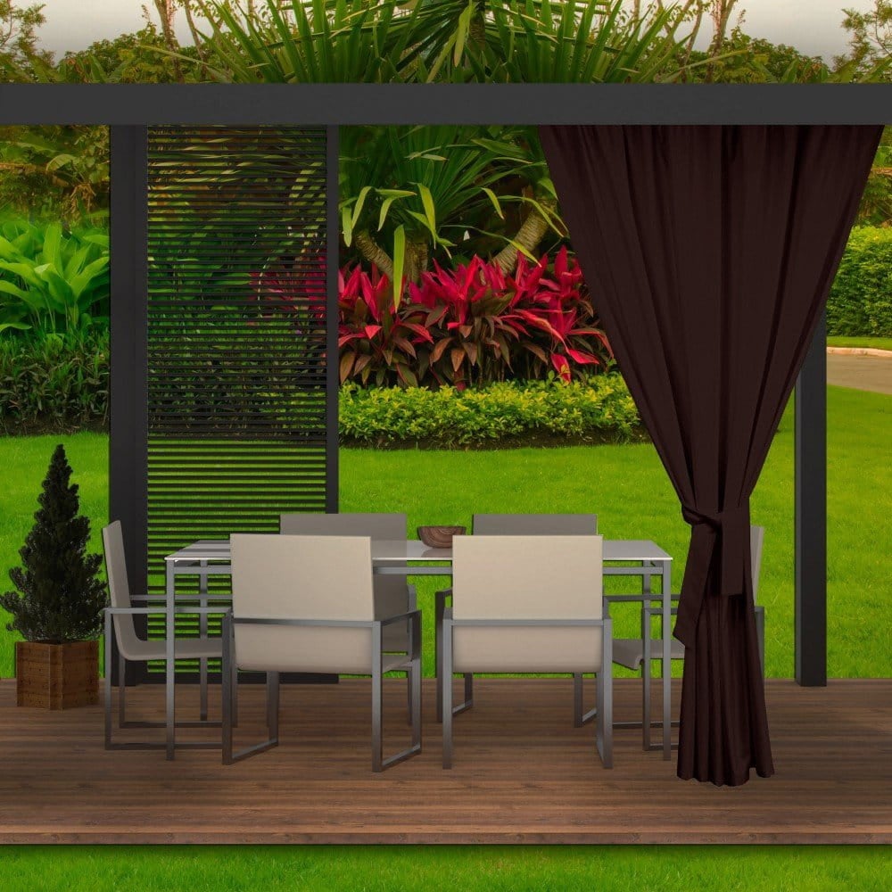 Cortinas de exterior 155x200cm, cortinas de exterior marrón, cortina de pérgola impermeable, cortina de exterior para terraza, cortina para balcón