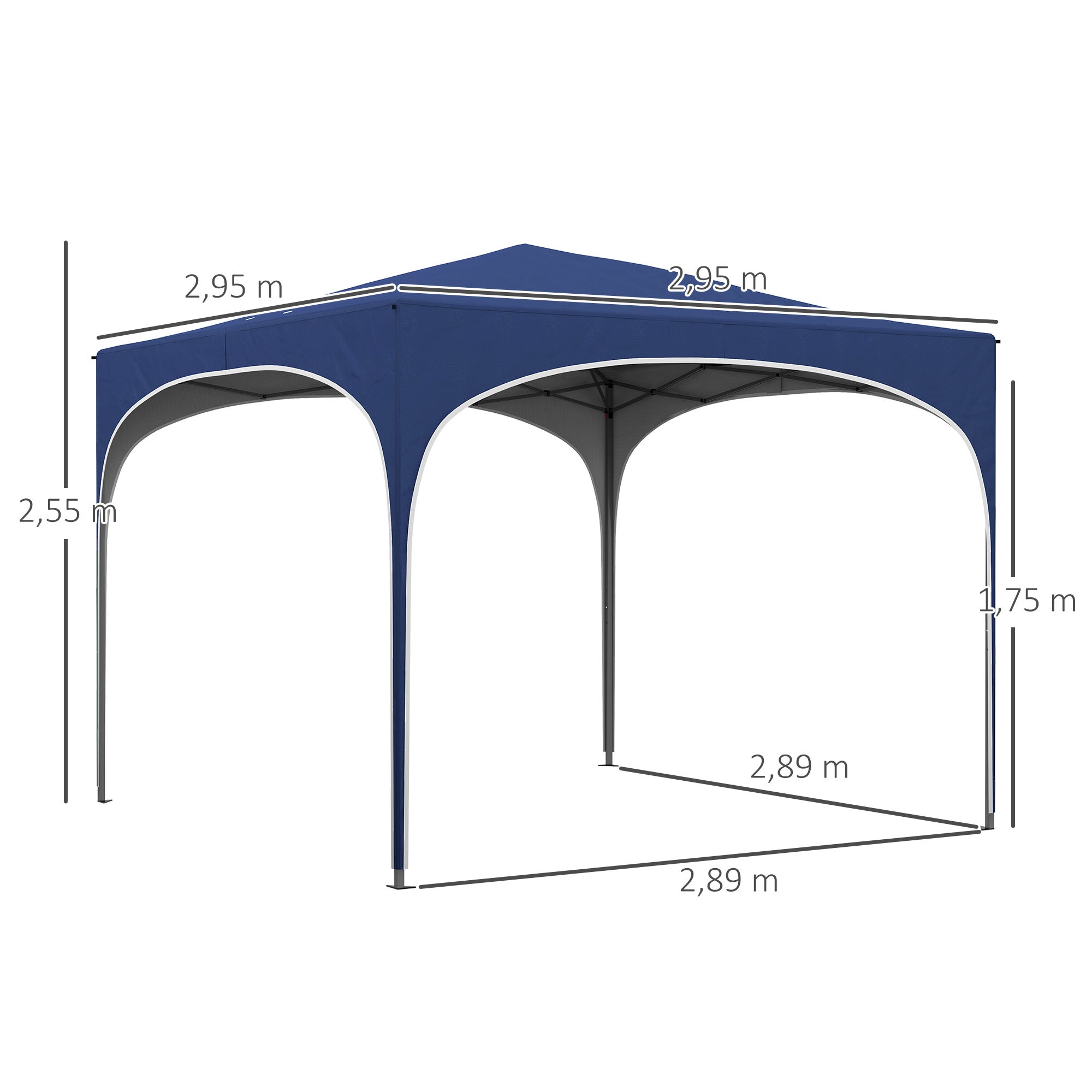 Carpa Plegable Outsunny Tela Oxford, Acero Azul 295x295x255 cm - 3