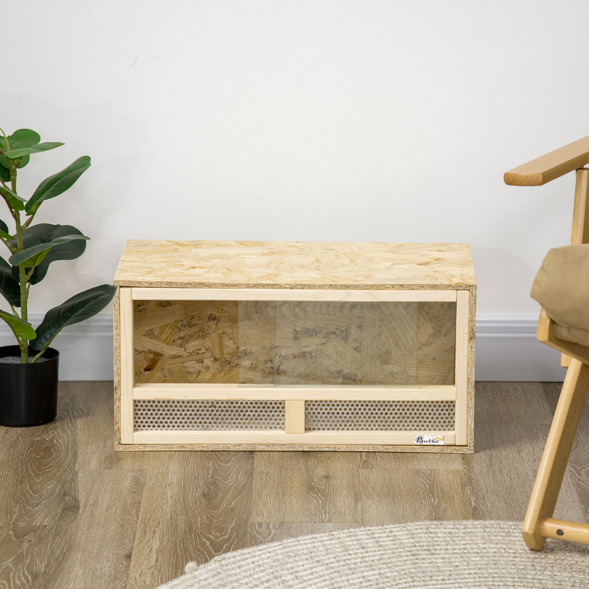 PawHut Terrario per Rettili in Legno con Porte in Vetro Scorrevoli e Pannelli in Rete, 60x29.5x29.5cm - 8