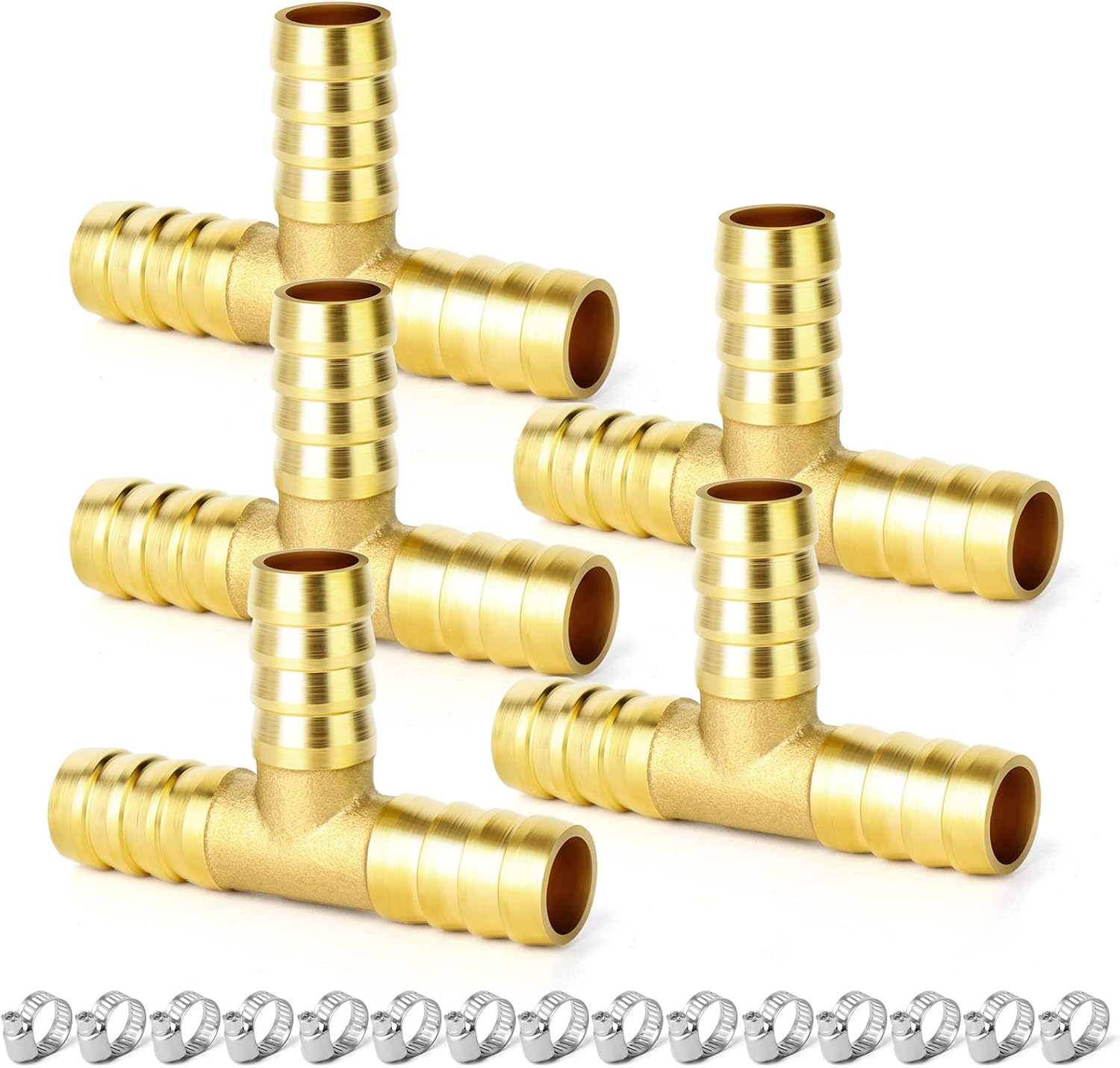 Złączki mosiężne z kolcami w kształcie litery T 6 mm, trójdrożne z zaciskami, 15 sztuk