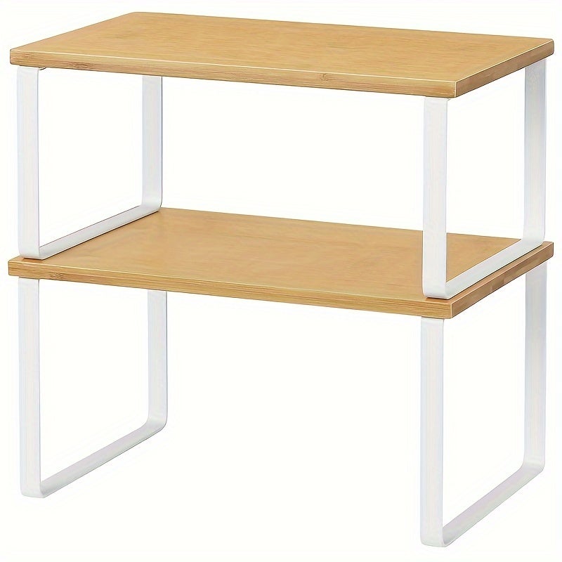 Organizer Angolare A 2 Ripiani In Legno E Metallo - Rastrelliera Regolabile Per Spezie, Libri E Bagno - Stile Rustico Salvaspazio