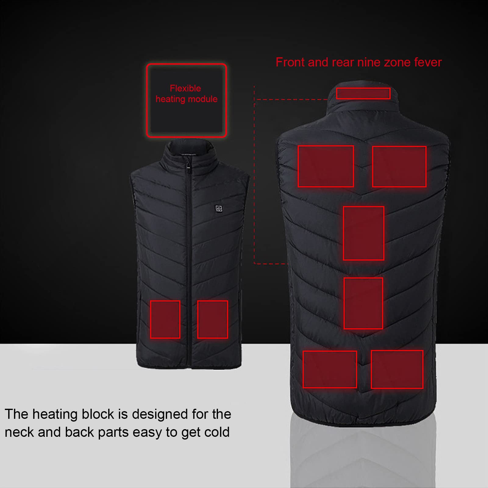 Gilet chauffant, gilet chauffant d'hiver, gilet chauffant électrique avec 3 niveaux de chauffage, vestes chauffantes pour hommes femmes en plein air(3 - 3