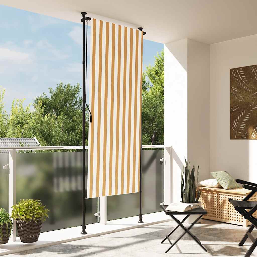 Store roulant d'extérieur orange et blanc 100x270cm tissu acier | Leroy ...