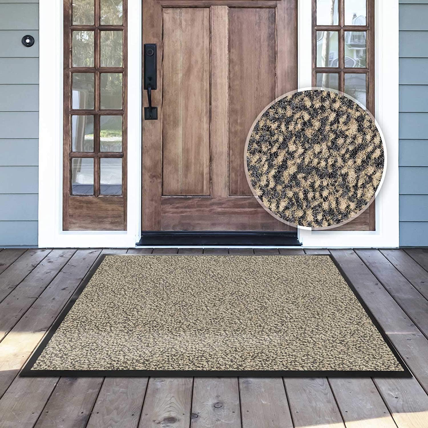 Rhine Tapis d'entrée Lavable, certifié Oeko-Tex Ocre Noir Moucheté, 120 cm x 180 cm - 6