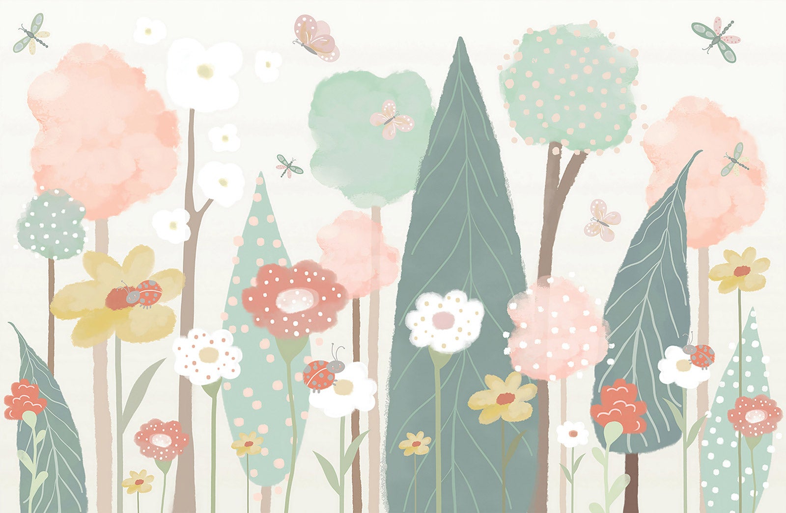 Skyblur Papier peint floral vintage - Motif fleurs - 260 cm x