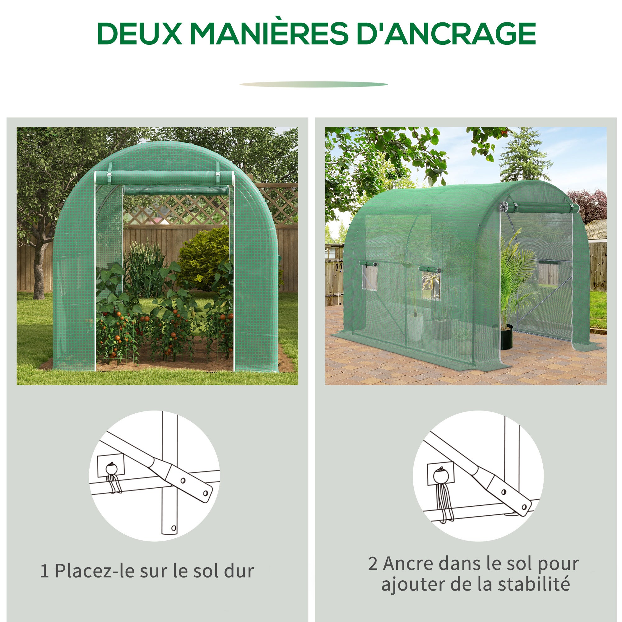 Serre tunnel de jardin métal 6 m² Outsunny - 6