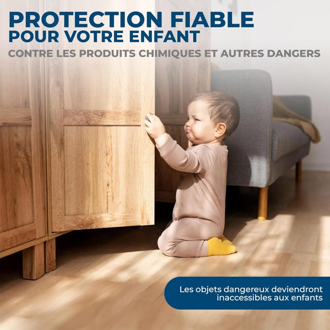 WunderHippo Serrure Magnétique Invisible Sécurité Enfant - 12 Verrous + 3 Clés - Sans Perçage - Placards Portes Tiroirs