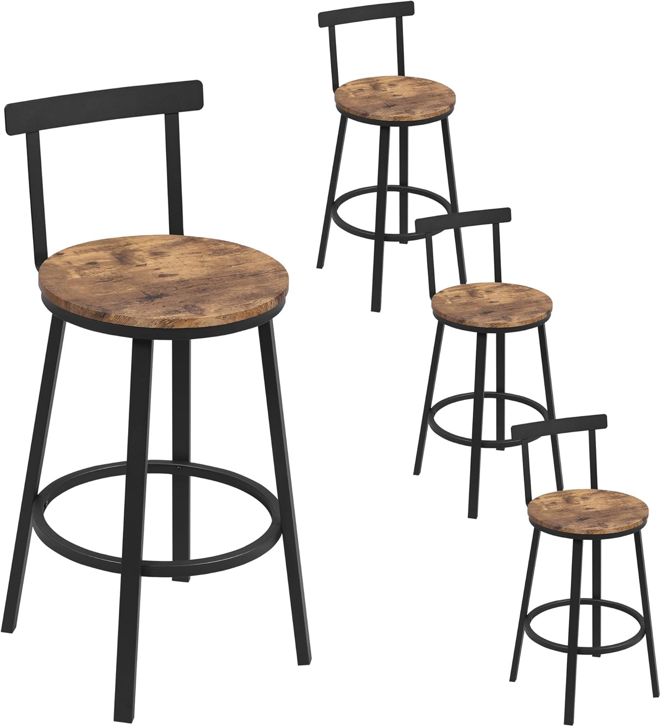 Lot de 4 Tabouret de Bar WOLTU, Tabouret Haut avec Repose-Pieds et ...