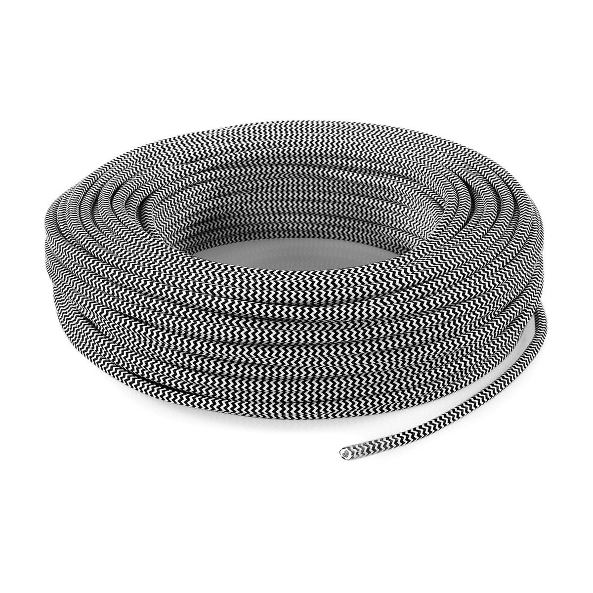 DRESS - Cable Textile Rond 3X0,75 1 mt TO112 BLANC/NOIR - 2