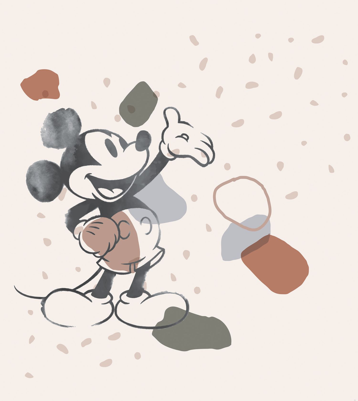 Fotomural mickey mouse blanco y negro, rojo y azul - 250 x 280 cm - disney