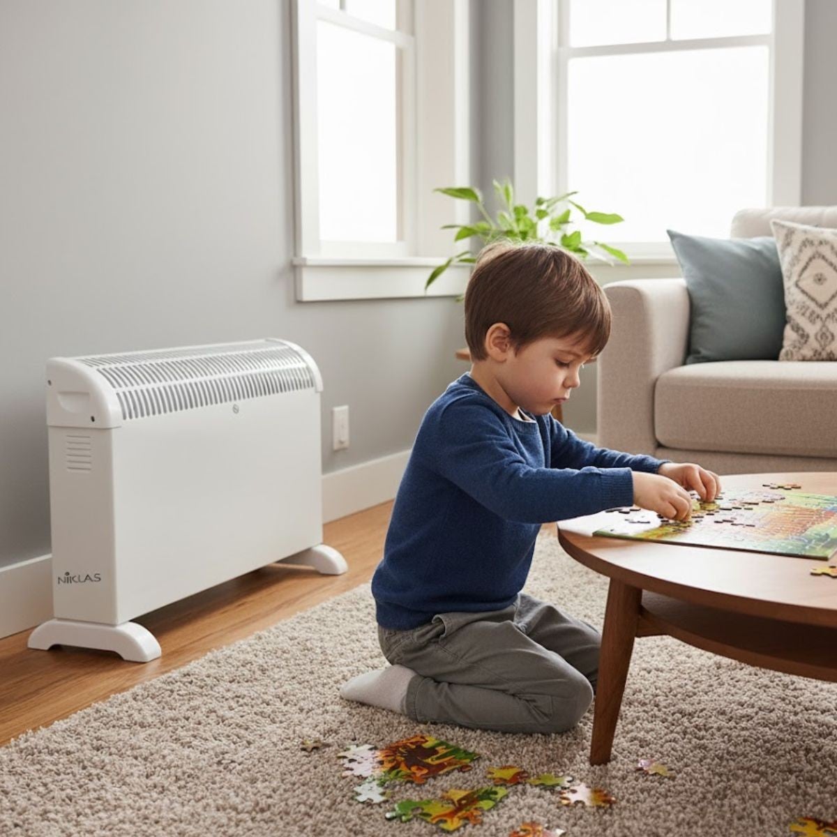 Radiateur Électrique Classic 2000W 3 puissances de chauffe - Chauffage d'appoint sur pieds Thermostat NIKLAS - 2