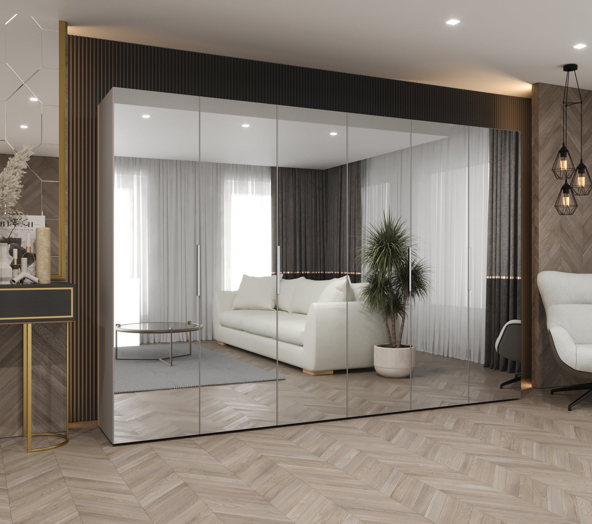 Szafa uchylna otwierana Marbella 3 300 x 52 x 202 cm kaszmir + u. kaszmir Abiks Meble - 2