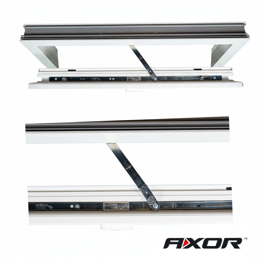 Fenêtre PVC renforcé 50×80 cm blanche à soufflet | Verre dépoli – Profilé Aluplast - 3
