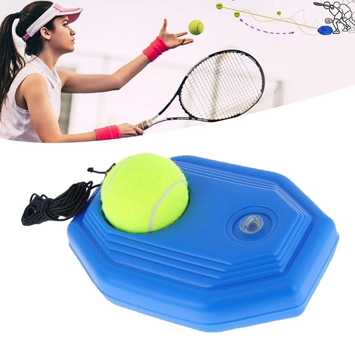 Base Per Allenamento Tennis Con Palla Rimbalzina - Trainer Portatile Con Base Riempibile (Acqua/Sabbia) Per Principianti Adulti E Bambini