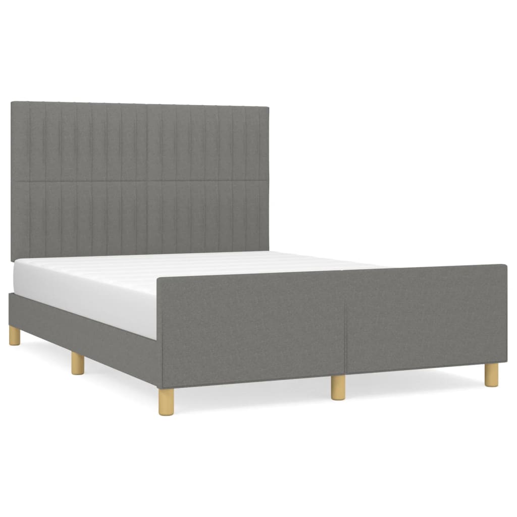 Cadre de lit sans matelas gris foncé 140 x 200 cm en tissu - 2