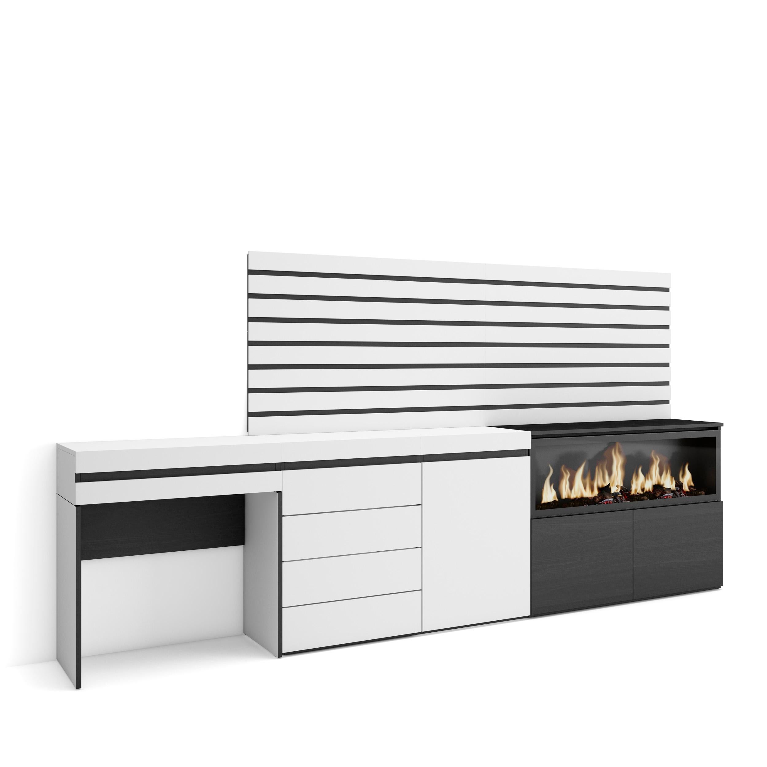Set tavolo da toeletta con LED in legno ingegnerizzato bianco | Leroy