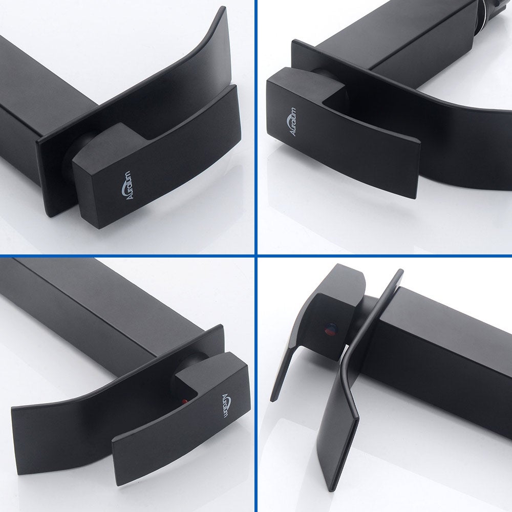 Mitigeur Robinet de Lavabo Cascade Noir Moderne Mitigeur Robinet Salle Bain pour Vasque à Poser Robinetterie Convient pour un Lavabo Encastré - 5