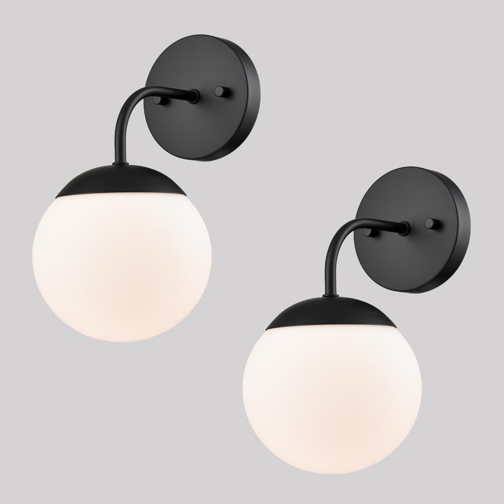 Czarna lampa ścienna, nowoczesny styl skandynawski, odpowiednia do sypialni, łazienki lub jako lampa na toaletkę, zestaw 2 sztuk.