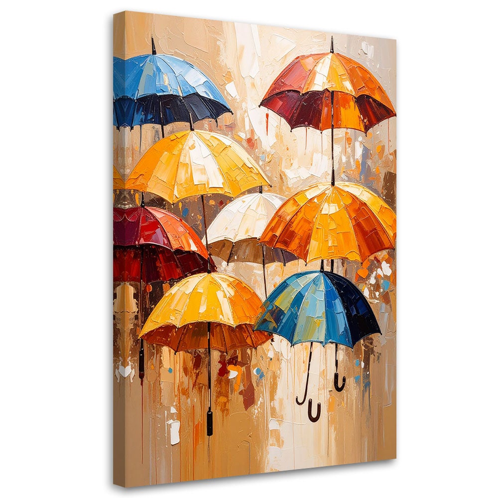 Obraz do salonu przedpokoju kolorowe parasolki abstrakcja 80x120