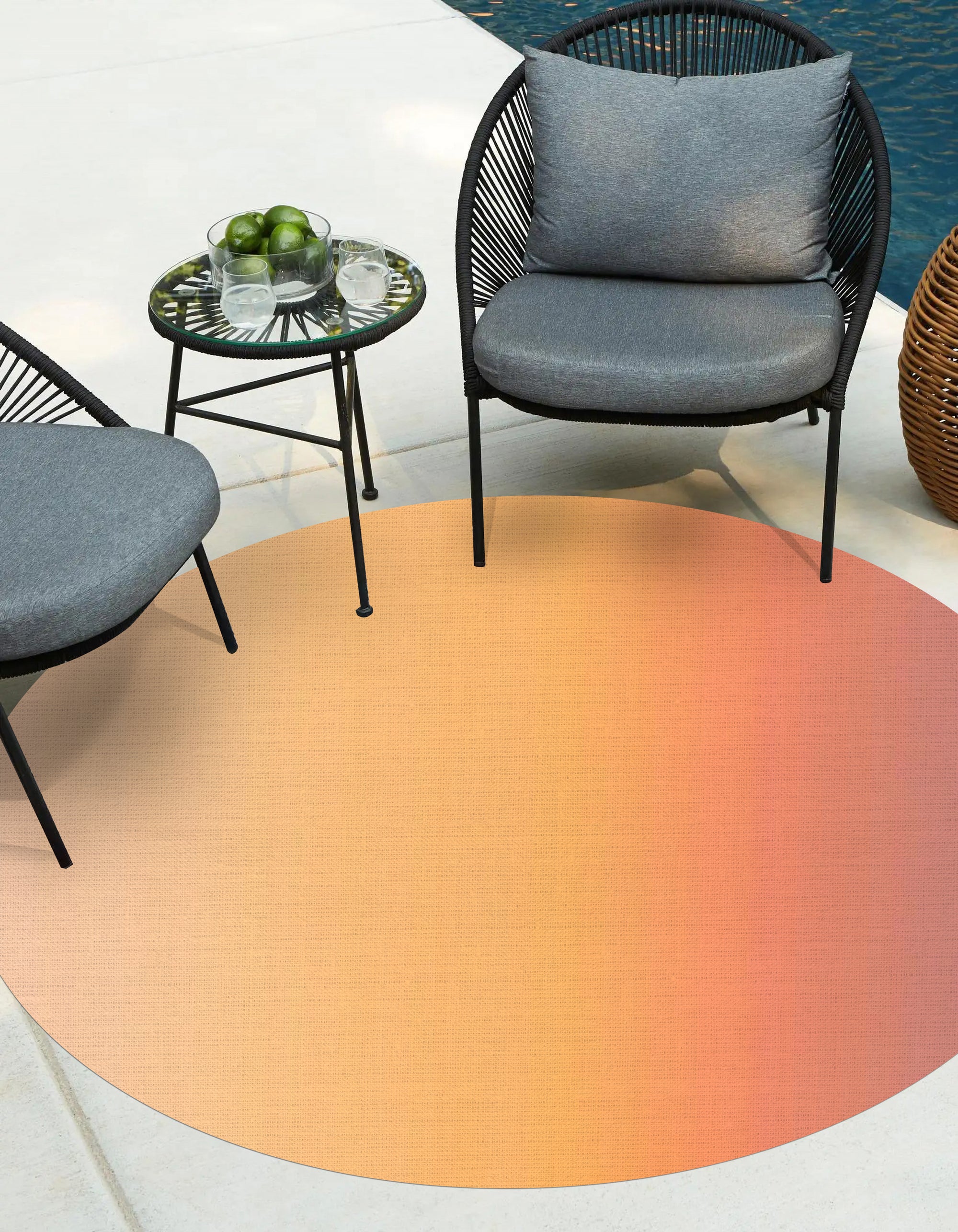 Alfombra PVC Interior/Exterior Malibú [Diam] 200 cm - Vinilo impreso, antideslizante, lavable, resistente para terraza y hogar. - 2
