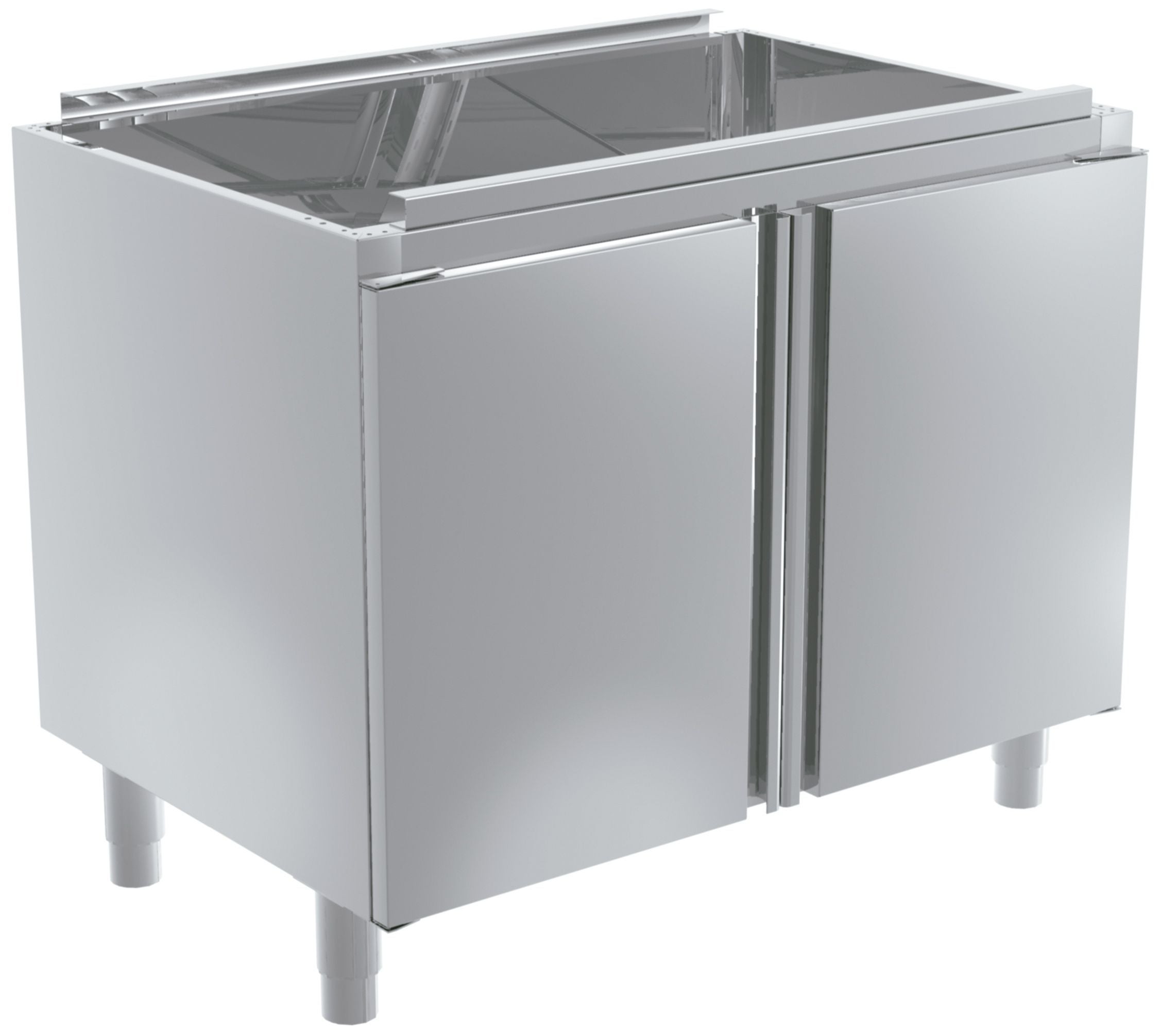 Table de 2400x600 avec portes, module et bac à gauche- DISTFORM - FCIPB624