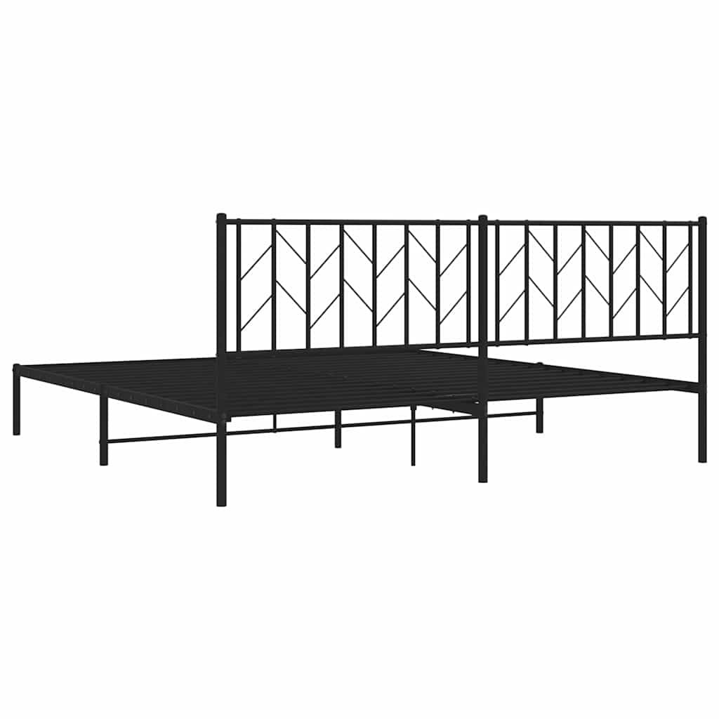 Estructura cama sin colchón con cabecero metal negro 193x203 cm vidaXL - 7