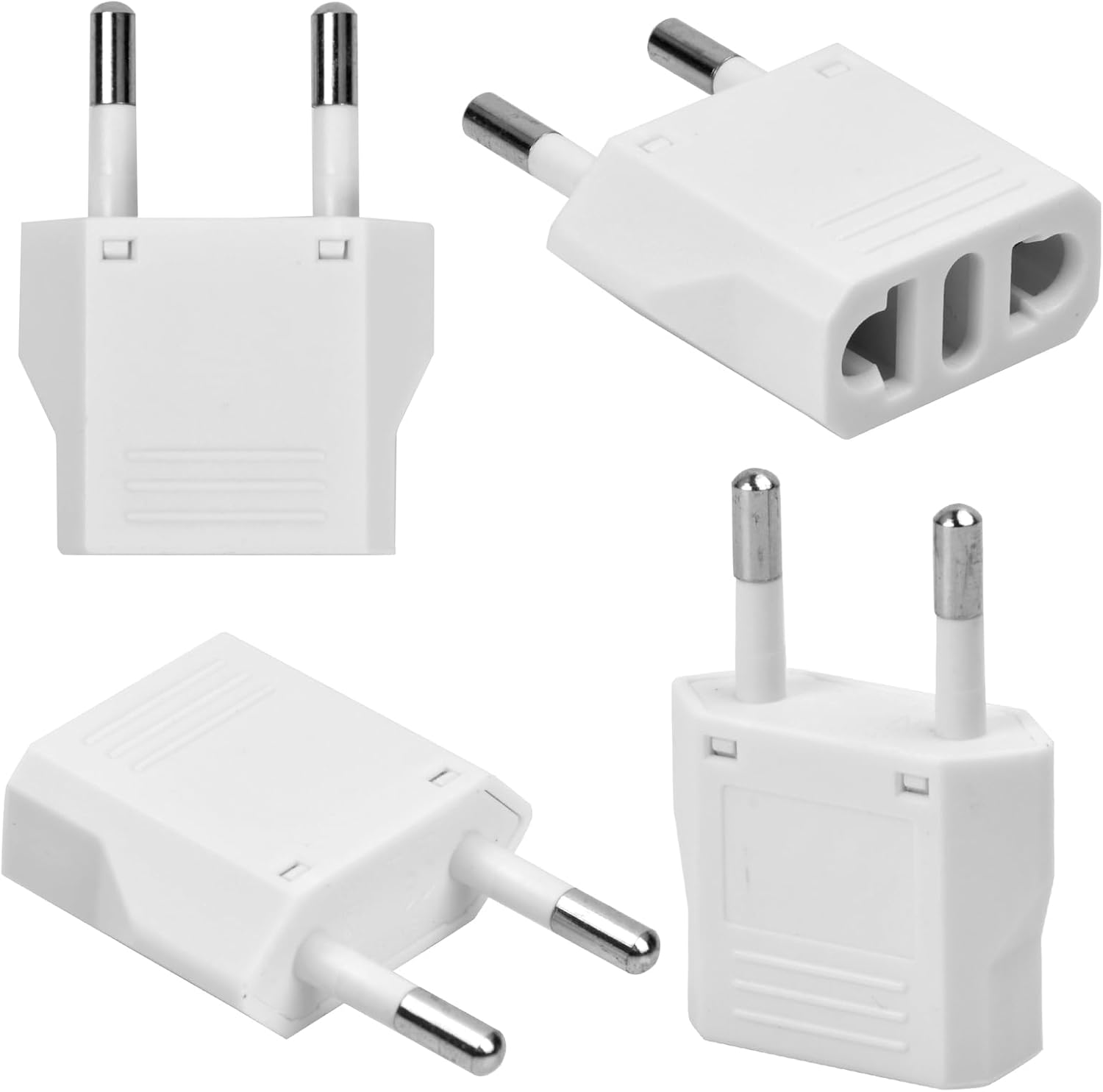 4-częściowy adapter wtyczki z Francji do USA - Adapter podróżny - Uniwersalny adapter z USA do europejskiego gniazdka (US do EU, biały)