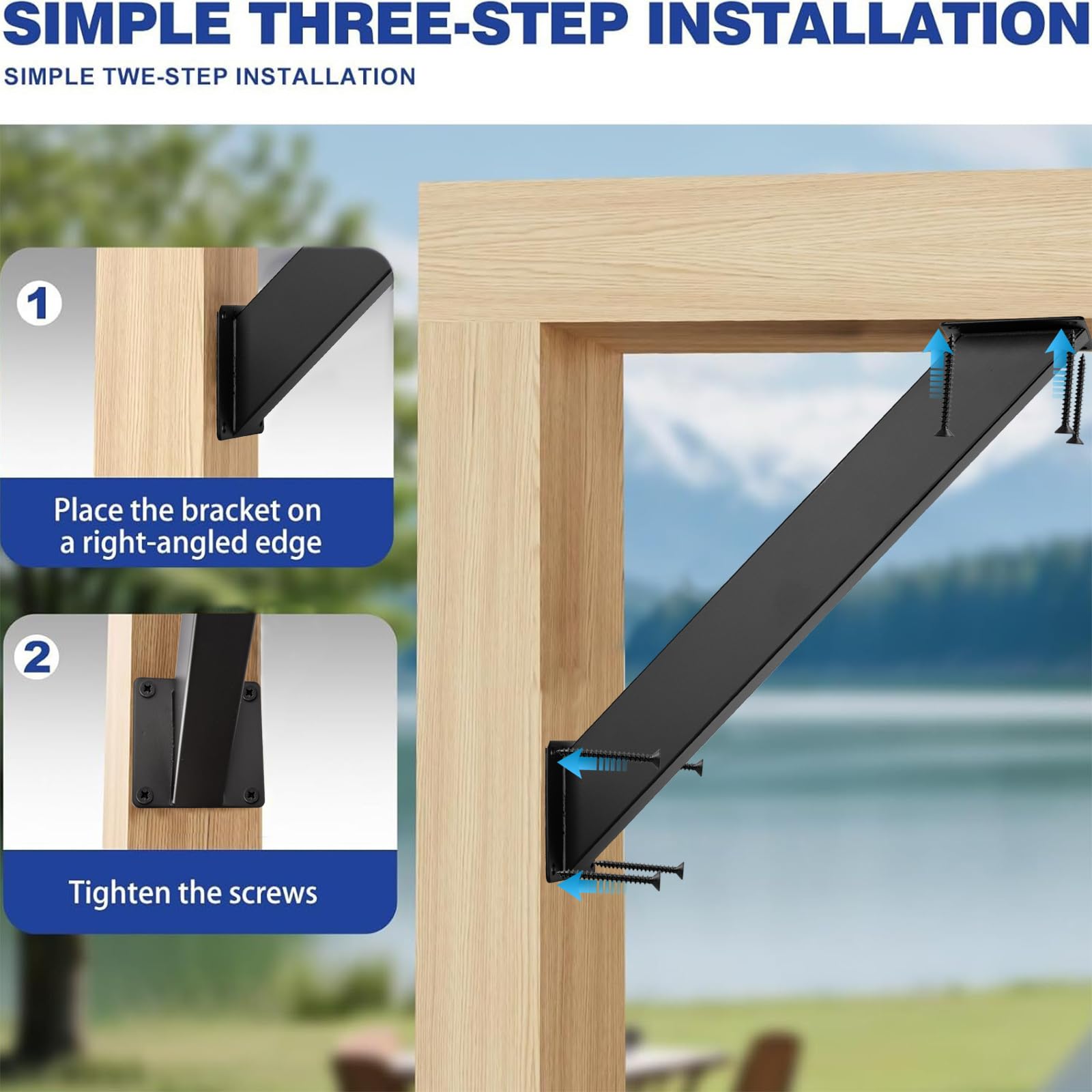 Lot de 4 Équerres d'angle à 45 degrés - Pergola Bois Support Poteau / Connecteur de Poteau / Connecteur d'angle - Support d'angle pour Poutres - 5