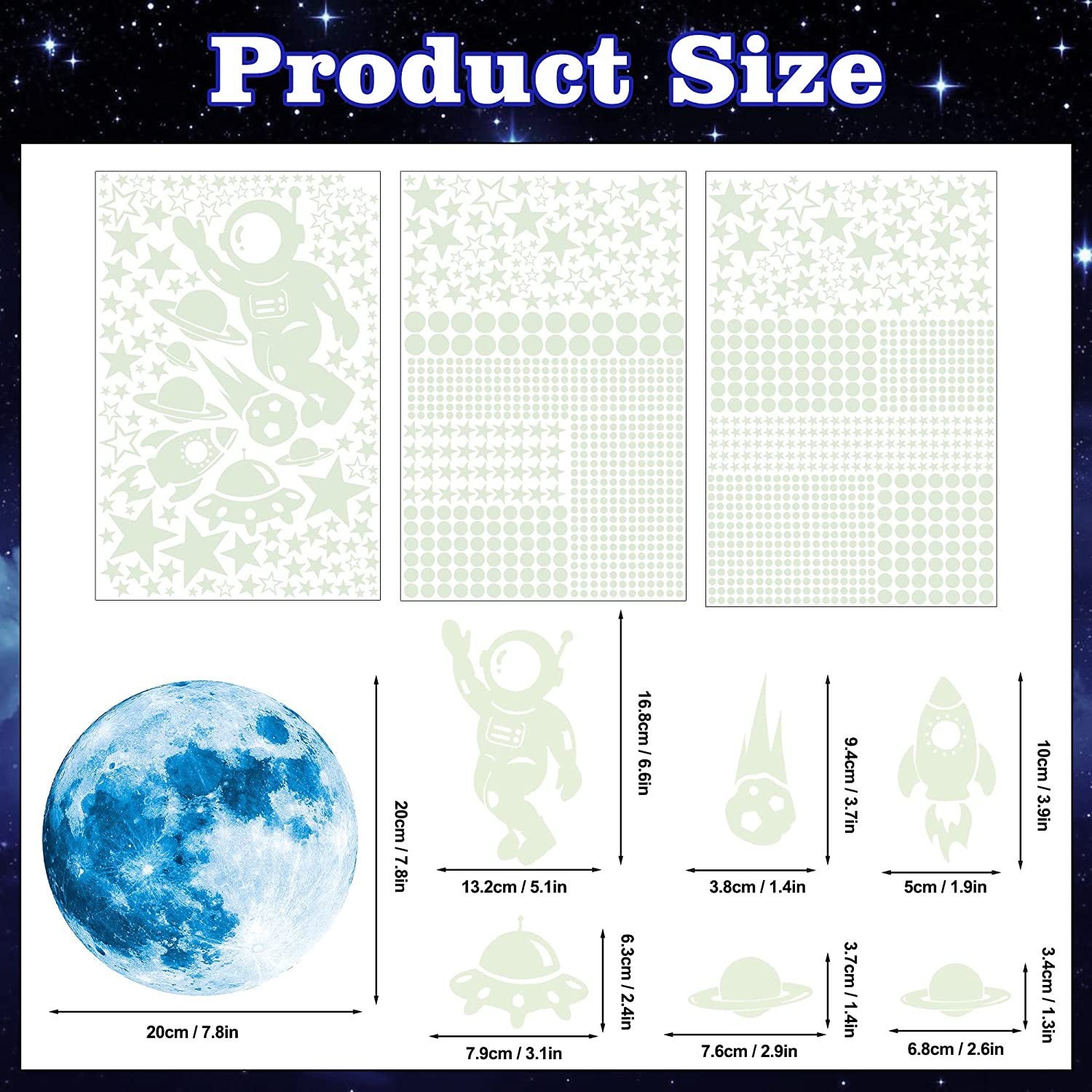 536 Adesivi Fosforescenti Oruola, Stelle E Pianeti, Per Soffitto E Pareti, Glow In The Dark, Camera Bambini, Regalo