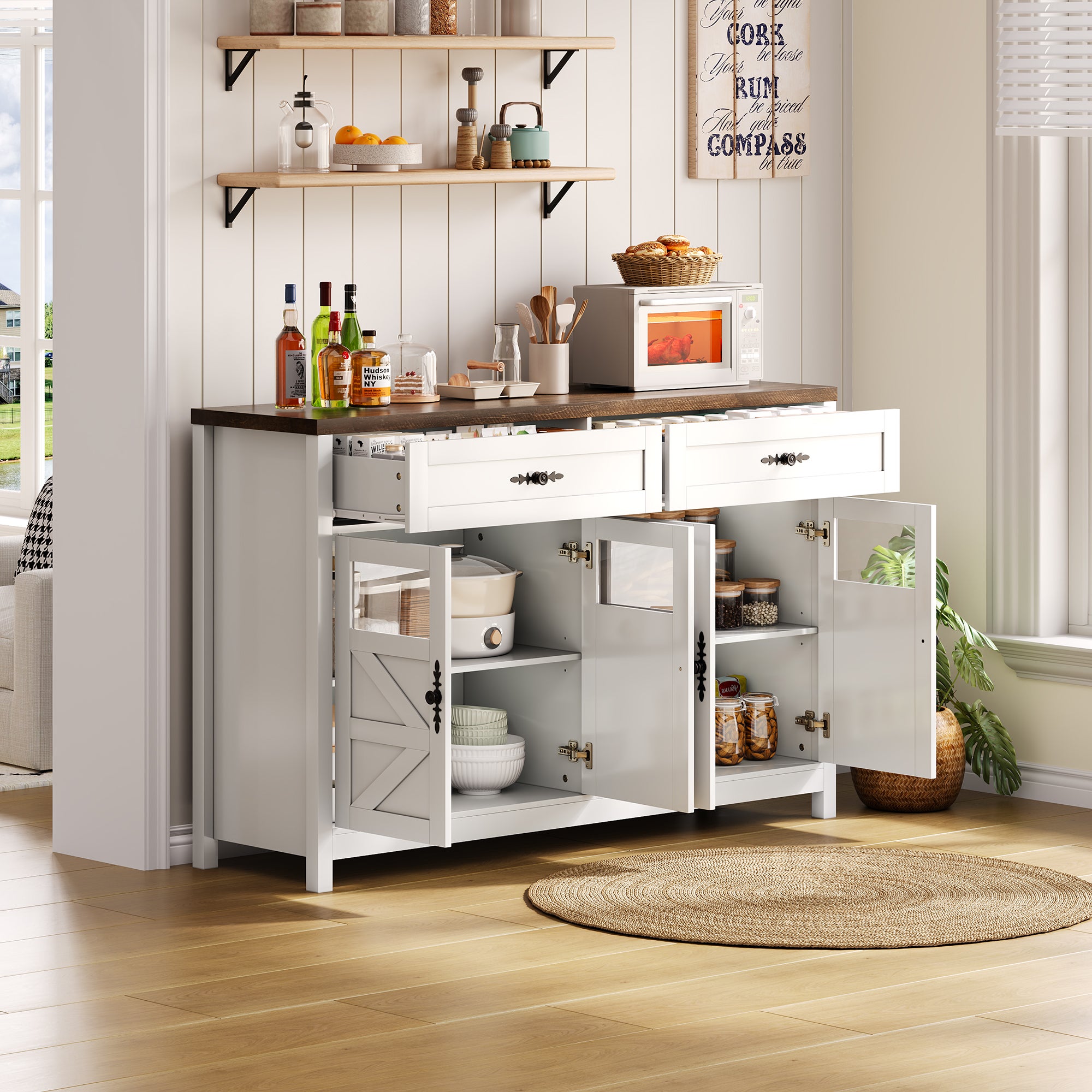 Armoire à Vêtements Claus – Blanc – 74 X 191,5 X 40 Cm – 4 Portes, 3 étagères, Tringle – Rangement Spacieux Et Design