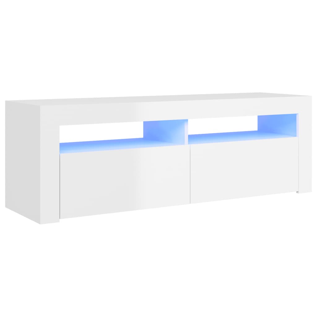 vidaXL Mobile Porta TV con Luci LED Bianco Lucido 120x35x40 cm - 2