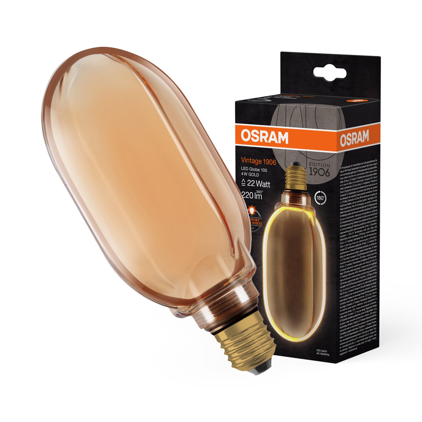 Żarówka LED Osram Dekoracyjna G100 Kula E27 4W 220lm 1800K Ciepła 330st Filament Ściemnialna