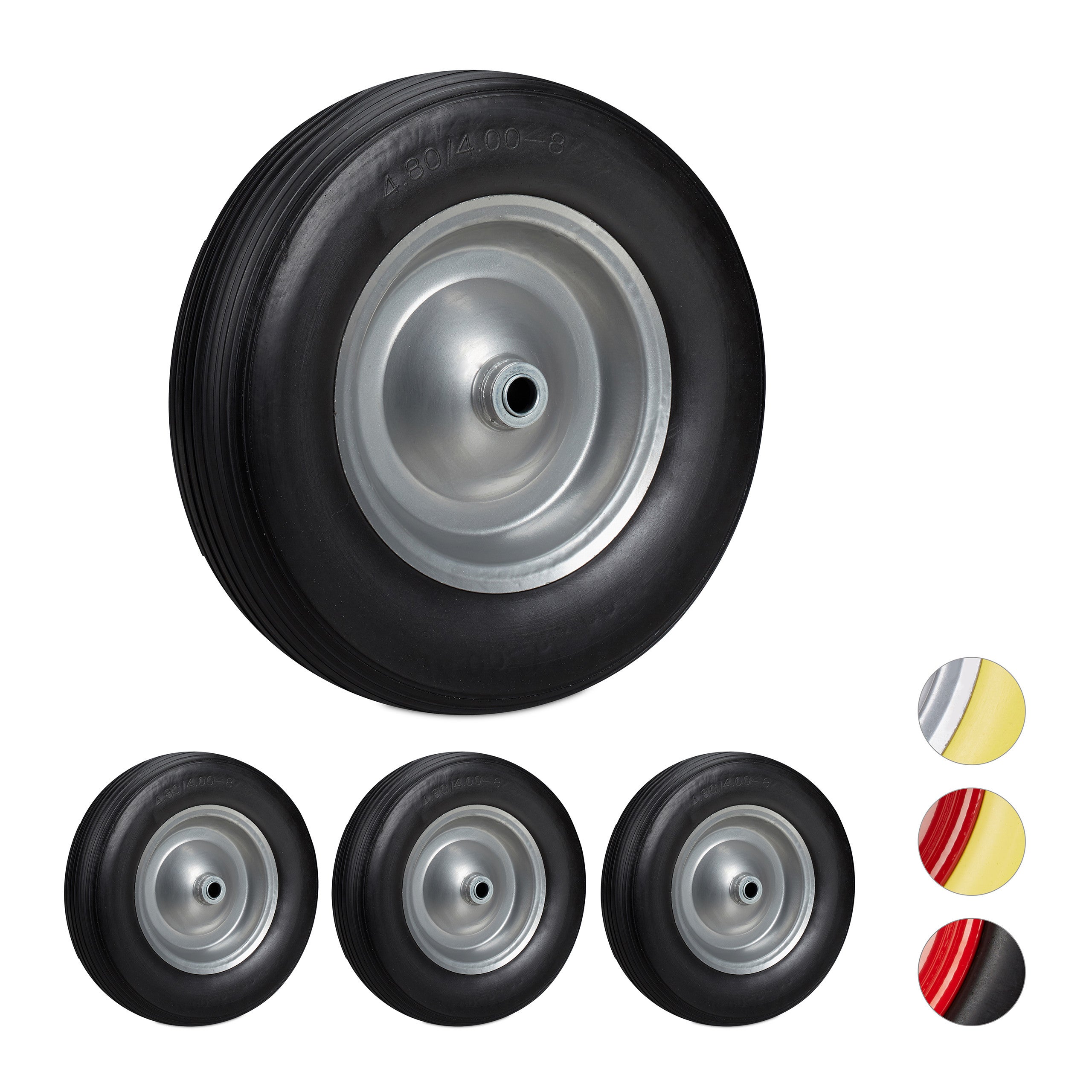 Festnight Lot de 4 Roues de Diable en Caoutchouc 260 x 83 mm pour