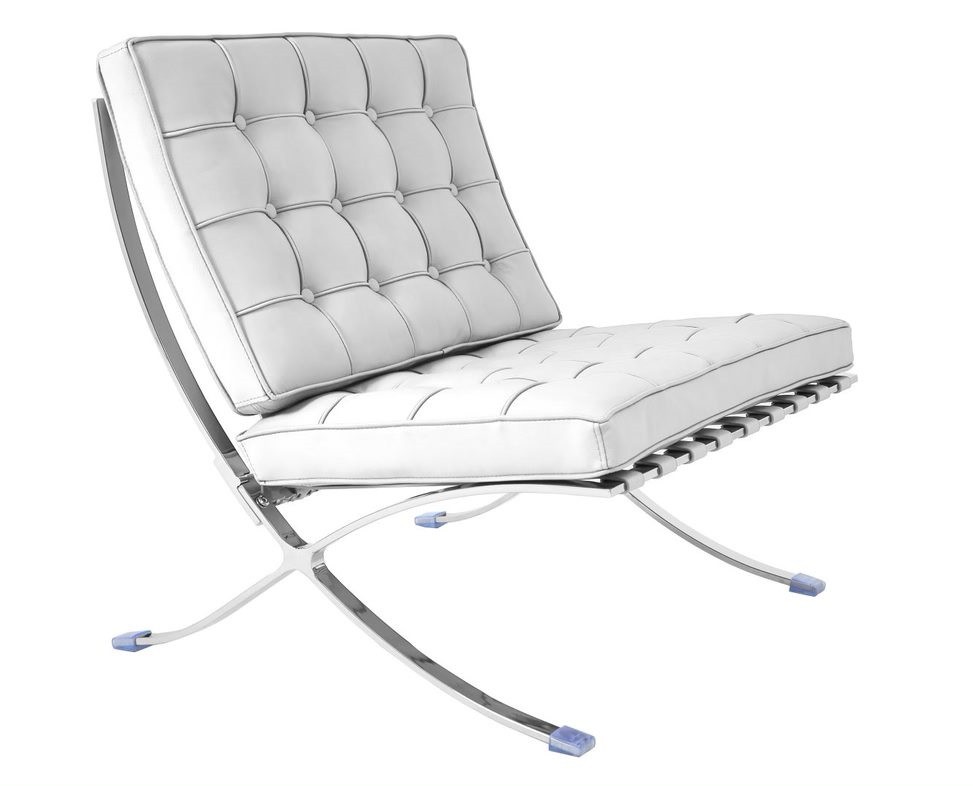Mf - silla de diseño modelo barna (t), fabricado en acero inoxidable, piel top blanca. 76 x 77 x 82 cm