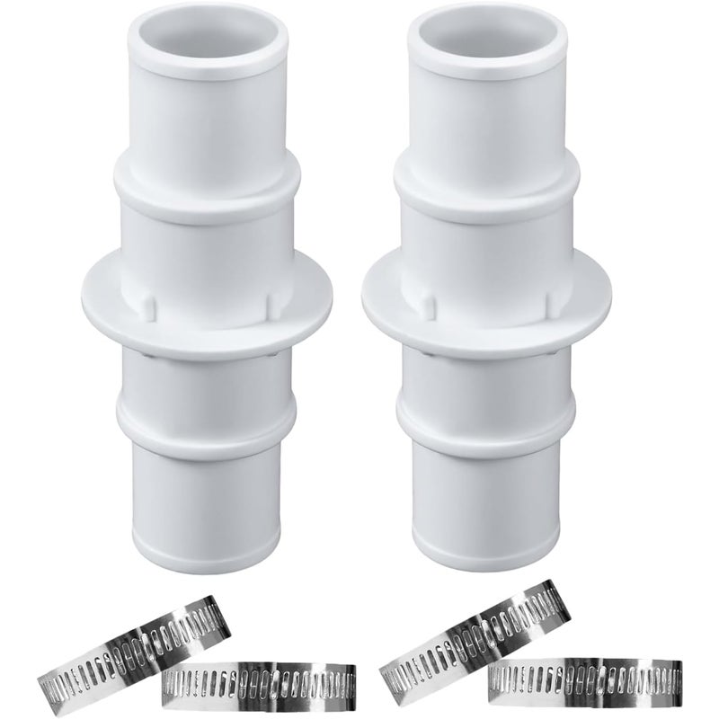 Złączki do węży basenowych, proste z przyssawkami, do basenów 1-1/4" i 1-1/2", opakowanie 2 szt. z 4 zaciskami do węży