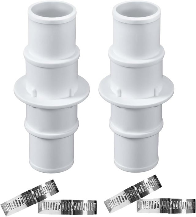 Villkin Lot de 2 supports de tuyau de piscine - 26-38 mm - Avec colliers de serrage avec protection anti-torsion pour piscine (bleu
